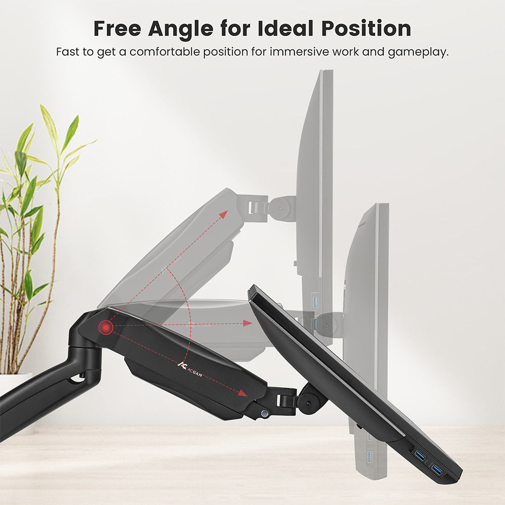 ACGAM MAS-1S Spring-Assisted Single-Monitor Mount with Flexible Angle and Installation