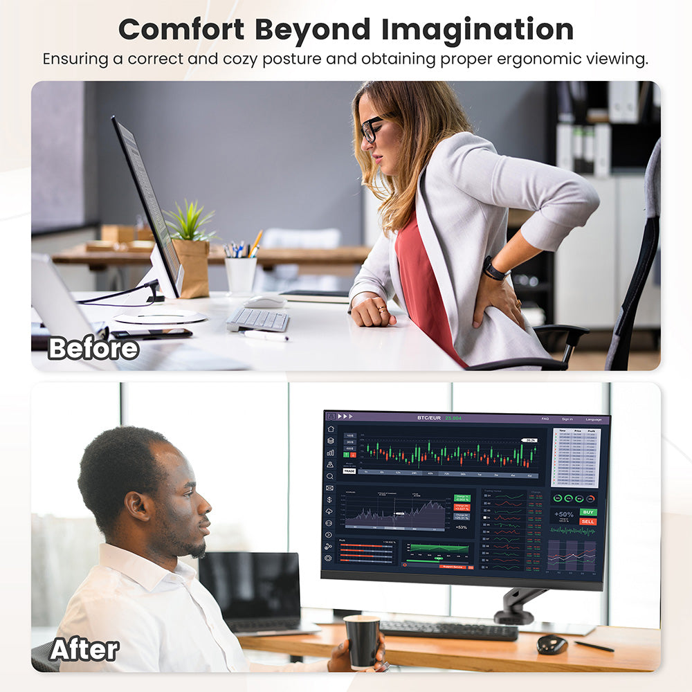 ACGAM MAS-1S Spring-Assisted Single-Monitor Mount with Flexible Angle and Installation