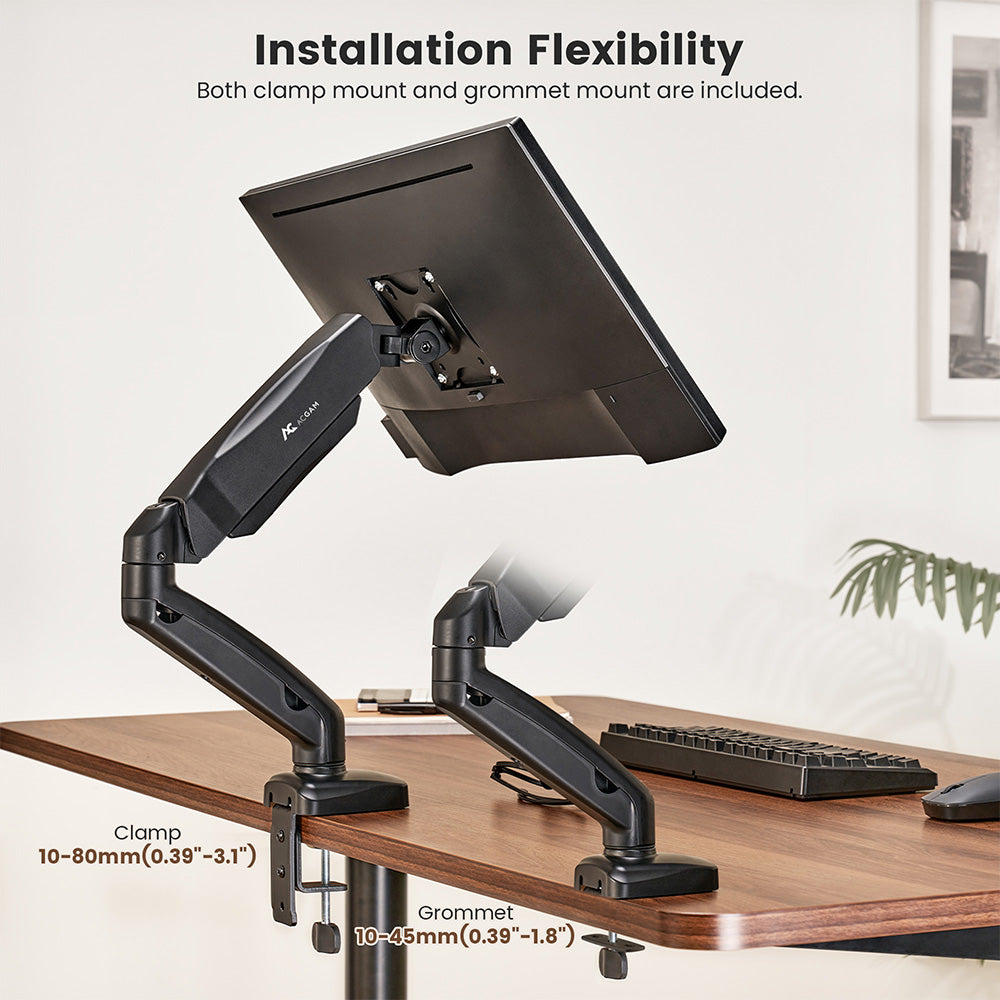 ACGAM MAS-1S Spring-Assisted Single-Monitor Mount with Flexible Angle and Installation