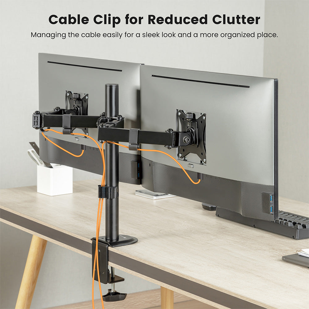 ACGAM MDS-1D Gelenkige Doppelmonitorhalterung aus Stahl mit flexiblem Winkel und Montage