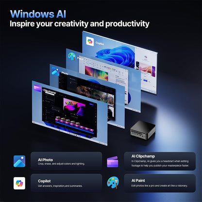 (AI PC) OUVIS F1A Mini Gaming PC, Intel AI Boost Core Ultra 5 125H 14 Cores Up to 4.5GHz, 16GB DDR5 1TB NVMe SSD, 2xHDMI2.0 Type-C 4K@60Hz Triple Display, 4xUSB 3.2, WiFi 6, 2.5Gbps LAN, TDP 65W, Best Desktop PC for Machine Learning, AI Computer