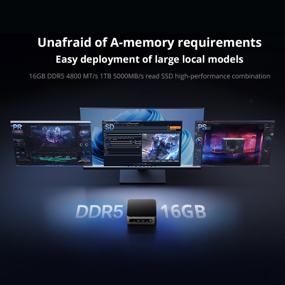 (AI PC) OUVIS F1A Mini Gaming PC, Intel AI Boost Core Ultra 5 125H 14 Cores Up to 4.5GHz, 16GB DDR5 1TB NVMe SSD, 2xHDMI2.0 Type-C 4K@60Hz Triple Display, 4xUSB 3.2, WiFi 6, 2.5Gbps LAN, TDP 65W, Best Desktop PC for Machine Learning, AI Computer