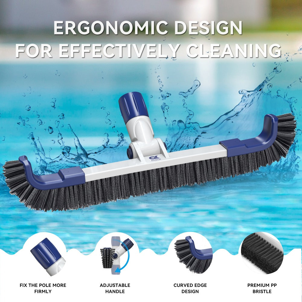 Cabezal de cepillo para piscina Ainkter PB26 de 19 pulgadas, 2 en 1, ajustable a 180°, para la limpieza de paredes, línea de flotación, azulejos y suelos de piscinas enterradas y elevadas.