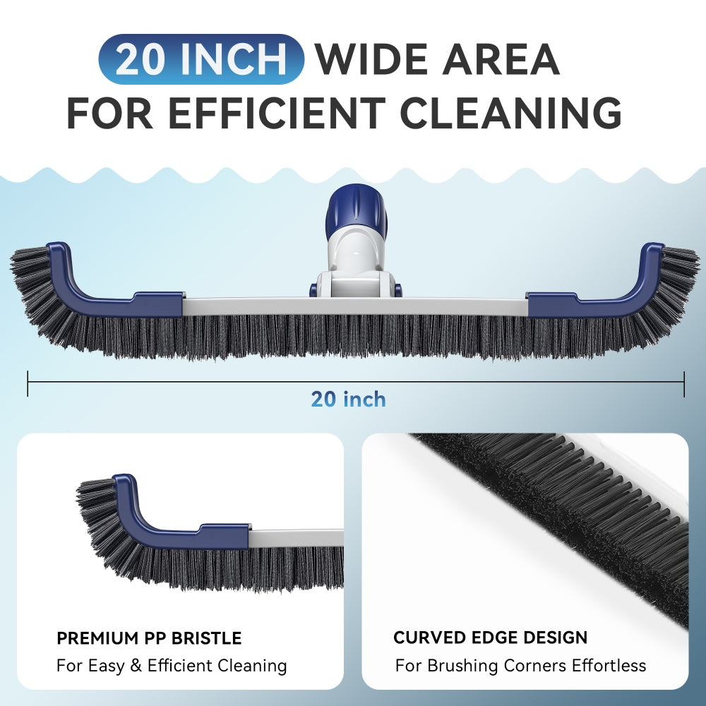 Cabezal de cepillo para piscina Ainkter PB26 de 19 pulgadas, 2 en 1, ajustable a 180°, para la limpieza de paredes, línea de flotación, azulejos y suelos de piscinas enterradas y elevadas.
