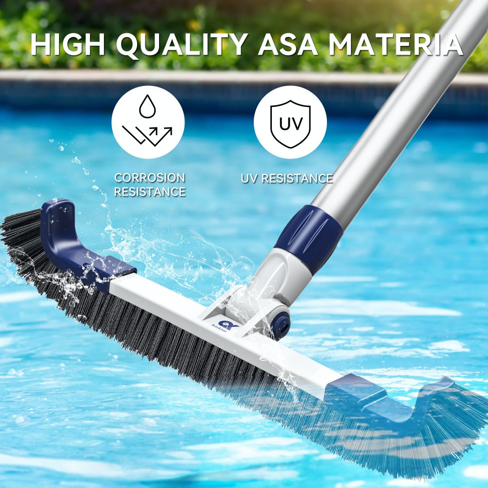 Cabezal de cepillo para piscina Ainkter PB26 de 19 pulgadas, 2 en 1, ajustable a 180°, para la limpieza de paredes, línea de flotación, azulejos y suelos de piscinas enterradas y elevadas.