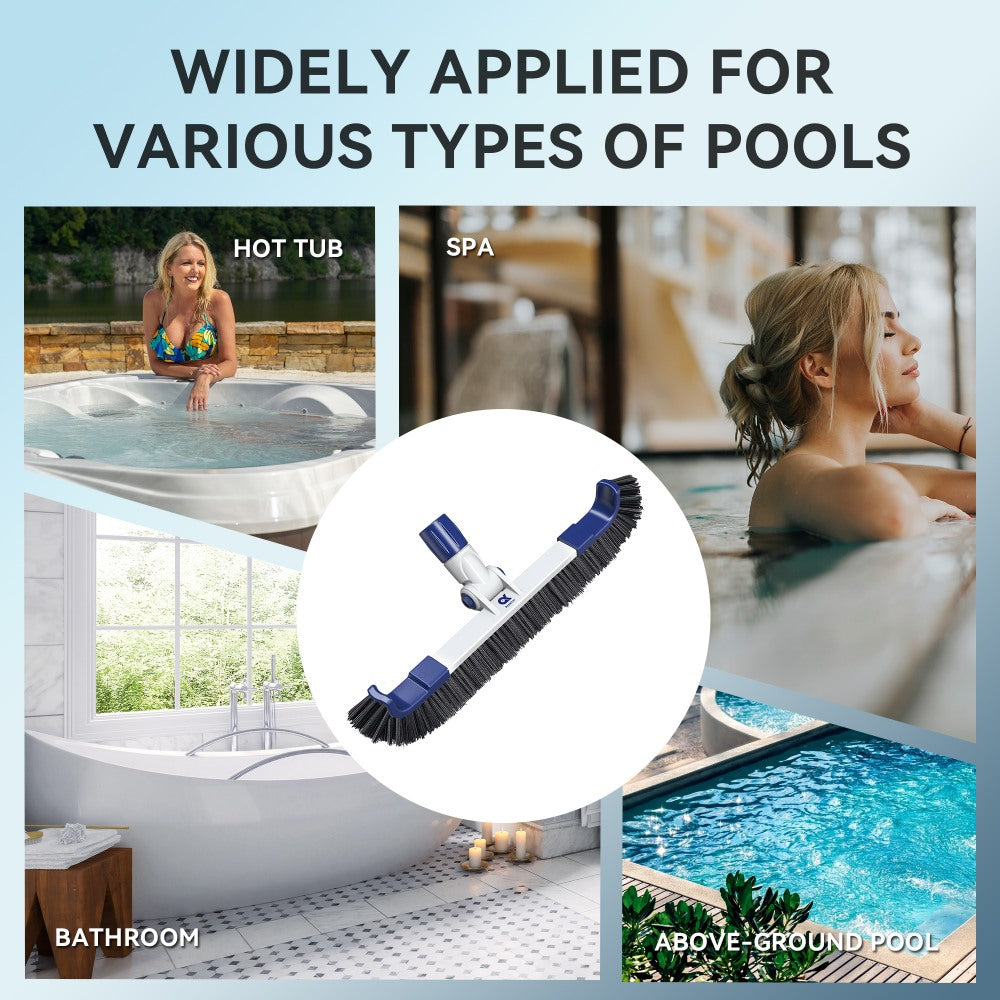 Cabezal de cepillo para piscina Ainkter PB26 de 19 pulgadas, 2 en 1, ajustable a 180°, para la limpieza de paredes, línea de flotación, azulejos y suelos de piscinas enterradas y elevadas.