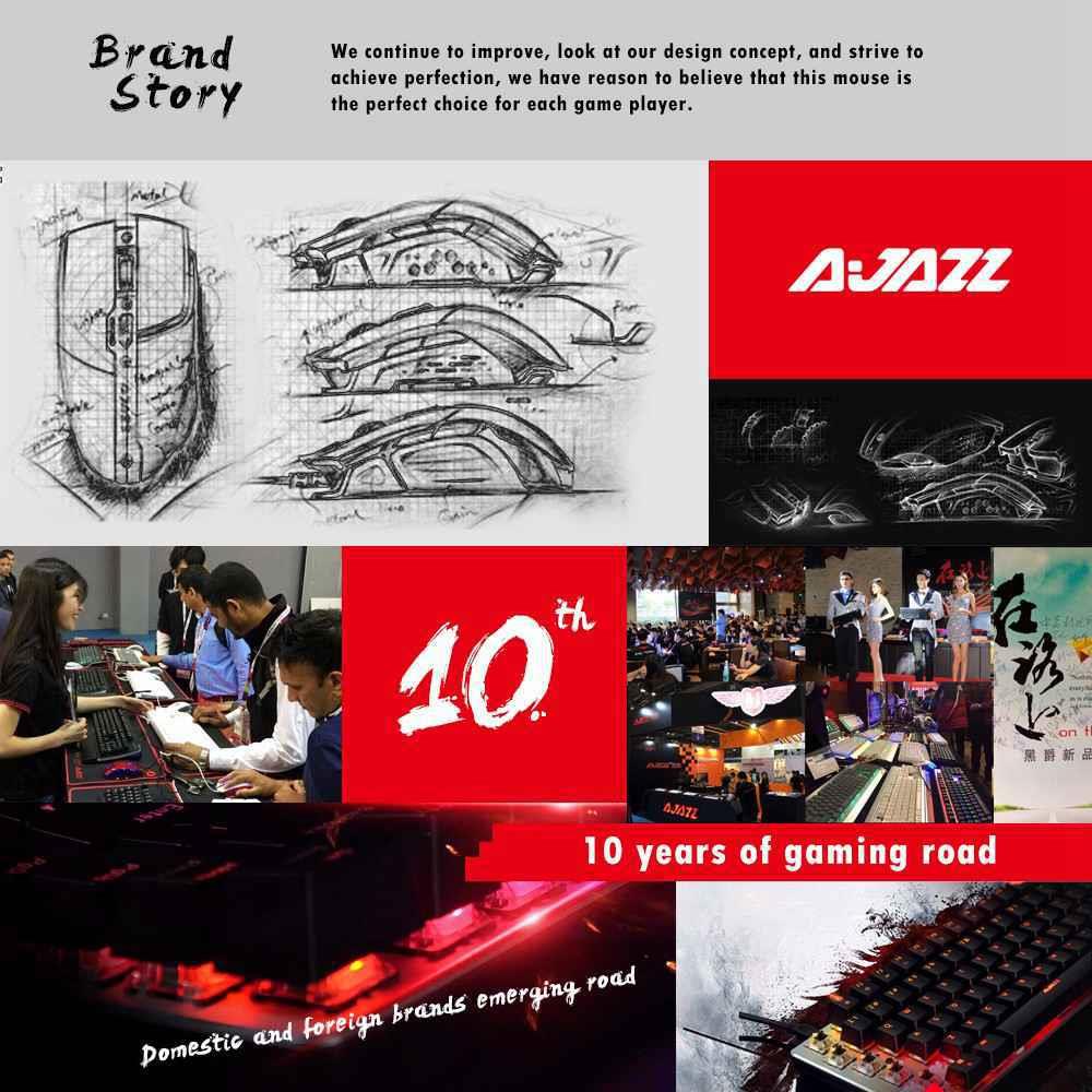 Ajazz AJ390 Ultralight Optical Wired Mouse Hollow-out RGB Light 16000 DPI Adjustable 7 keys - Black