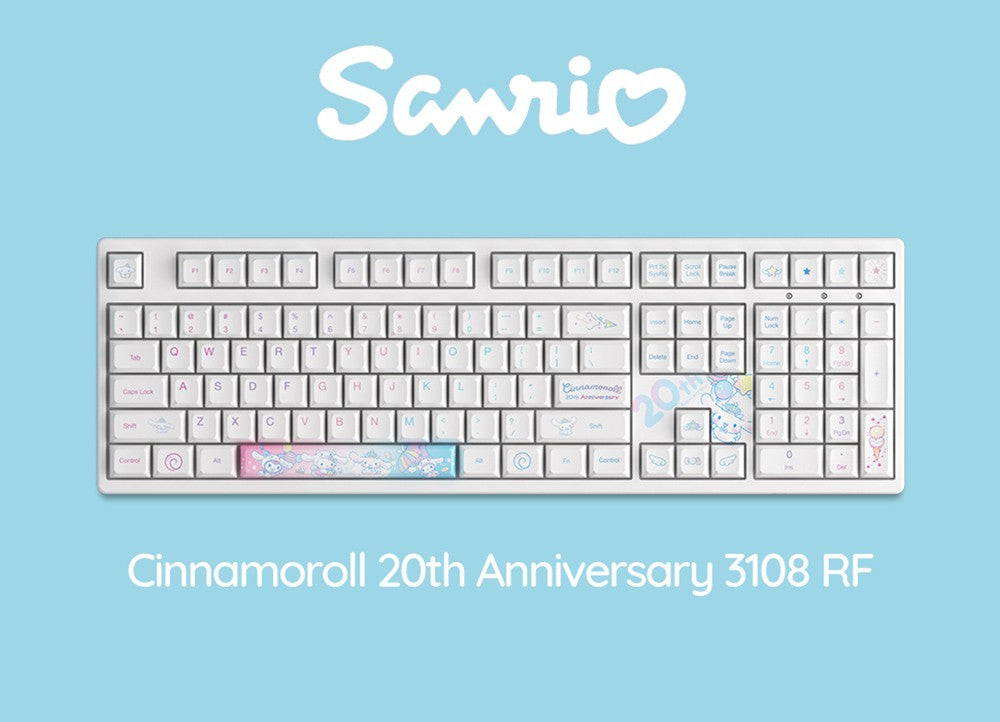 Akko Cinnamoroll 20th Anniversary 3108RF CS Sakura Switch 108keys Dual-mode Mechanical Keyboard