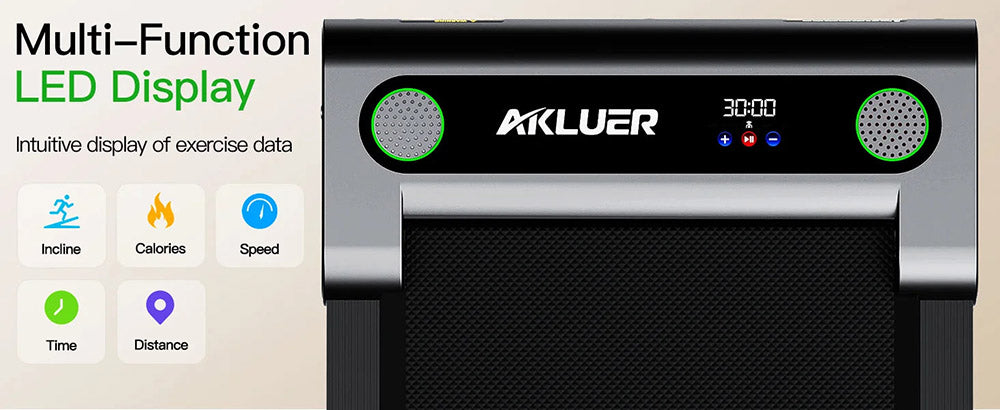 Akluer 480L-A Cinta de Andar con Inclinación, Cinta de Correr de 2.5HP para Debajo del Escritorio con Control Remoto, Pantalla LED, Capacidad Máxima de 150 kg (330 lbs)