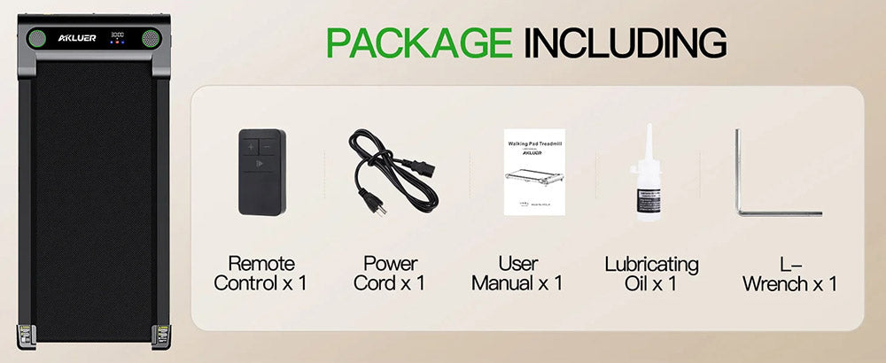 Akluer 480L-A Cinta de Andar con Inclinación, Cinta de Correr de 2.5HP para Debajo del Escritorio con Control Remoto, Pantalla LED, Capacidad Máxima de 150 kg (330 lbs)