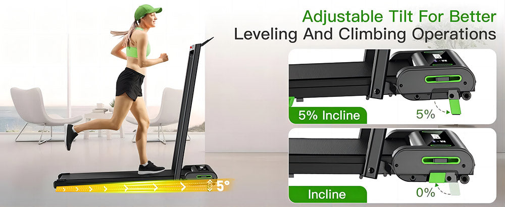 Akluer 480L-B Cinta de Andar Inclinada con Asa, Cinta de Correr de 2.5HP para Debajo del Escritorio, Pantalla LED y Control Remoto, Capacidad Máxima de 150 kg (330 lbs), Plegable