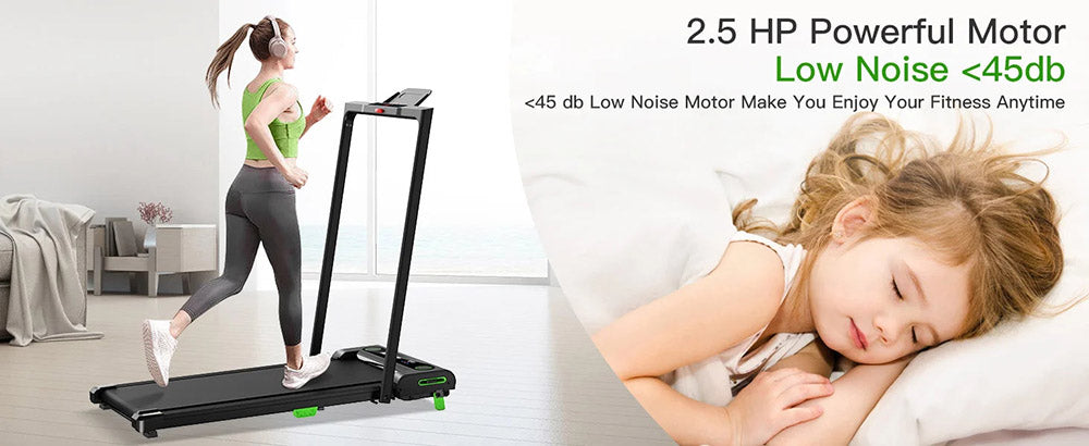 Akluer 480L-B Cinta de Andar Inclinada con Asa, Cinta de Correr de 2.5HP para Debajo del Escritorio, Pantalla LED y Control Remoto, Capacidad Máxima de 150 kg (330 lbs), Plegable