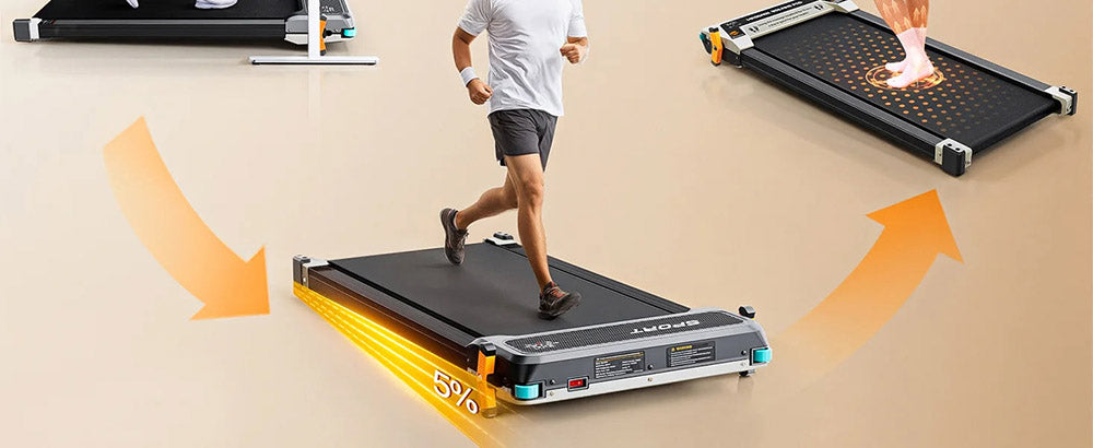 Akluer 520 Cinta de Andar Bajo Escritorio de Doble Cara con Masajeador de Pies Shiatsu, Plataforma para Caminar con Inclinación, Motor Silencioso de 2.5 HP, Pantalla LED
