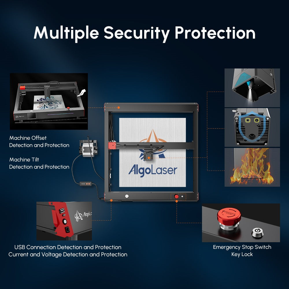 AlgoLaser Delta 22W Laser Engraver, with Air Pump, 500mm/s Engraving Speed, 440*415mm (173.2*163.4inch)