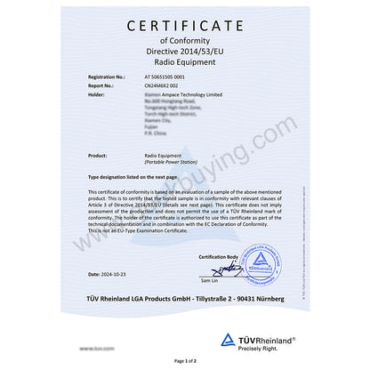 Ampace Andes 1500 Portable Power Station, 1462Wh LiFePO4, 2400W (Surge 3600W) SiCPrime Solar Generator, Full Charge in 55min, 4xAC, 4xUSB-A, 2xUSB-C, 2x5521, 1xCar Socket, 6000 Cycles, -20℃~45℃, APP Control, for Outdoor Camping, RVs, Home Backup