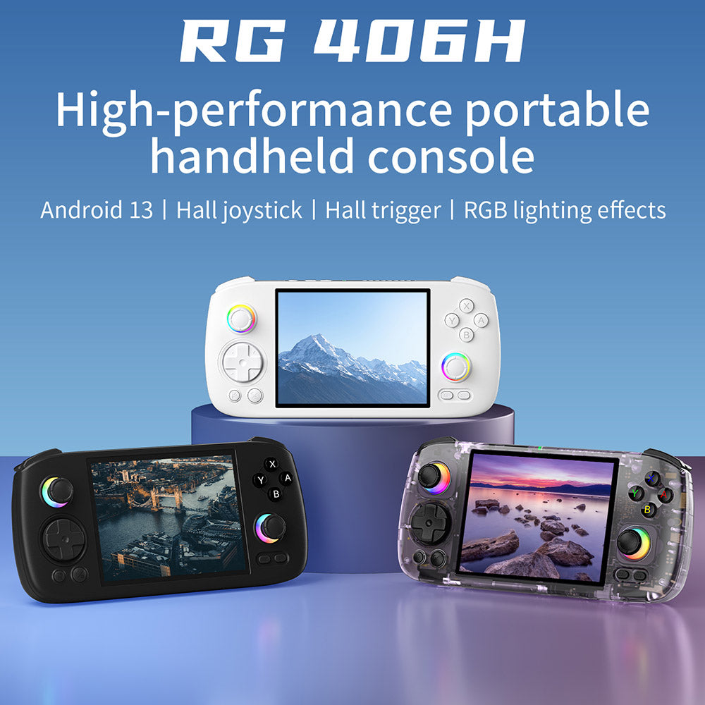 Consola de juegos ANBERNIC RG 406H, Android 13, pantalla IPS de 4 pulgadas 960*720, procesador Unisoc T820 de 8 núcleos, 8 GB de RAM LPDDR4X, 128 GB de almacenamiento UFS2.2, joystick 3D Hall, gatillo Hall, 7 horas de autonomía - Negro