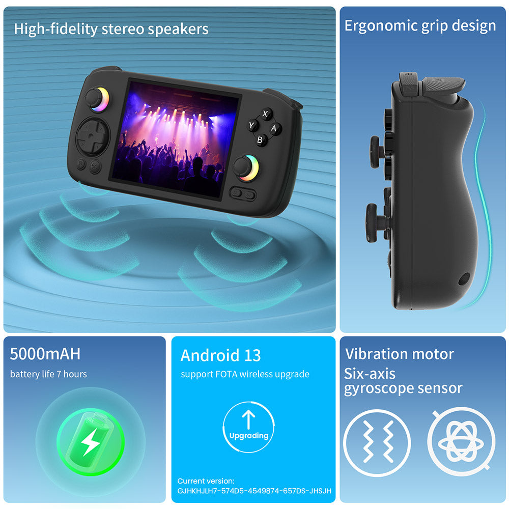 Consola de juegos ANBERNIC RG 406H, Android 13, pantalla IPS de 4 pulgadas 960*720, procesador Unisoc T820 de 8 núcleos, 8 GB de RAM LPDDR4X, 128 GB de almacenamiento UFS2.2, joystick 3D Hall, gatillo Hall, 7 horas de autonomía - Negro
