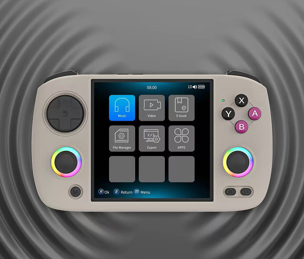 Consola de juegos ANBERNIC RG CubeXX, pantalla IPS de 3,95 pulgadas 720*720, Linux de 64 bits, WiFi 5G, Bluetooth 4.2, transmisión Moonlight, 6,5 horas de tiempo de juego, luz RGB - Gris