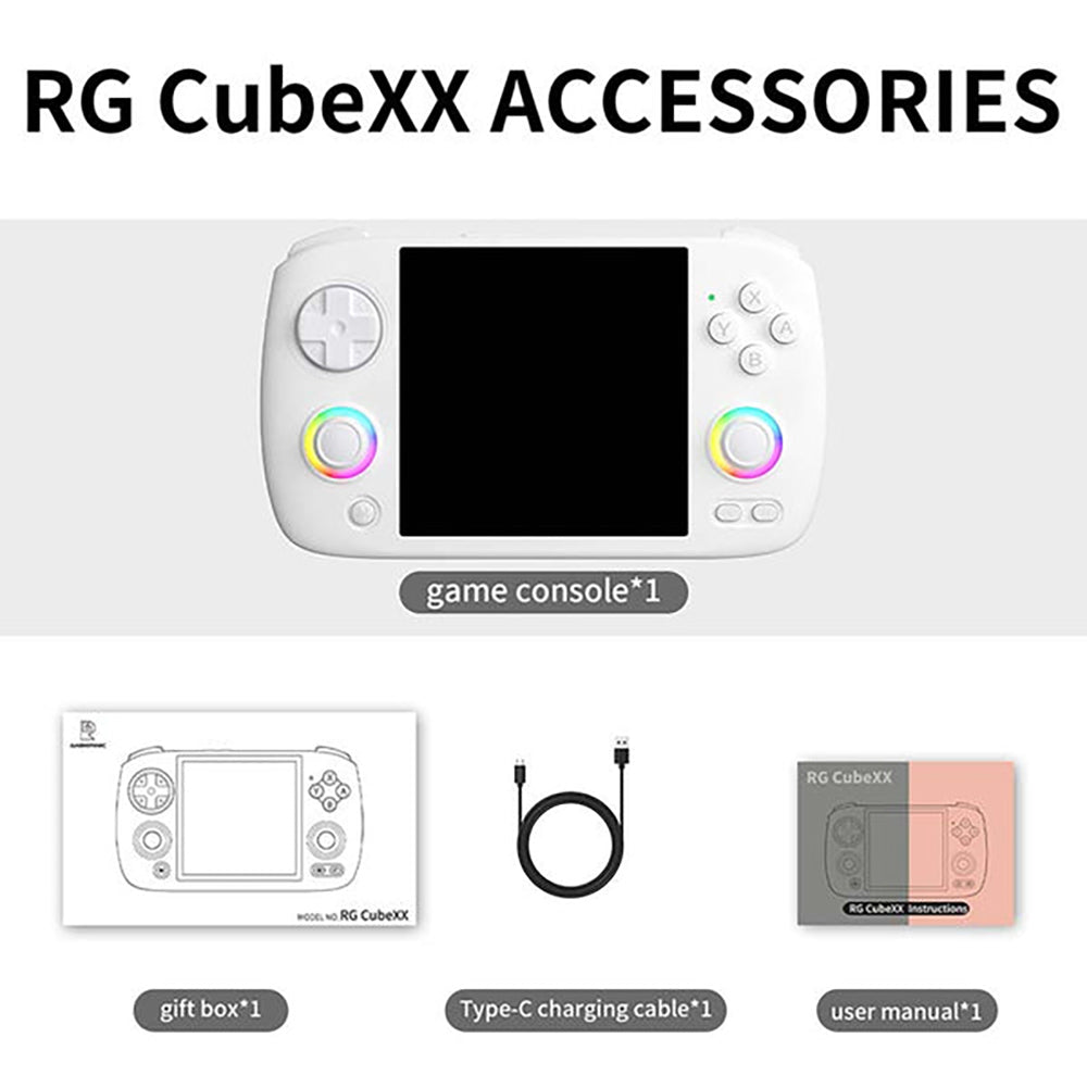 Consola de juegos ANBERNIC RG CubeXX, pantalla IPS de 3,95 pulgadas 720*720, Linux de 64 bits, WiFi 5G, Bluetooth 4.2, transmisión Moonlight, 6,5 horas de tiempo de juego, luz RGB - Gris