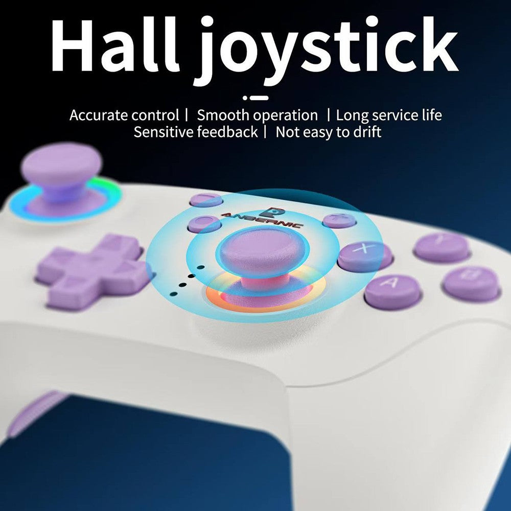 Mando para juegos ANBERNIC RG P01, gatillos y joystick con efecto Hall, giroscopio de seis ejes, conexión inalámbrica Bluetooth/2.4G/con cable, 9 horas de autonomía, compatible con PC, Switch, Android, iOS, Steam - Negro