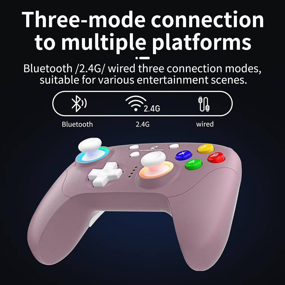 Mando para juegos ANBERNIC RG P01, gatillos y joystick con efecto Hall, giroscopio de seis ejes, conexión inalámbrica Bluetooth/2.4G/con cable, 9 horas de autonomía, compatible con PC, Switch, Android, iOS, Steam - Negro