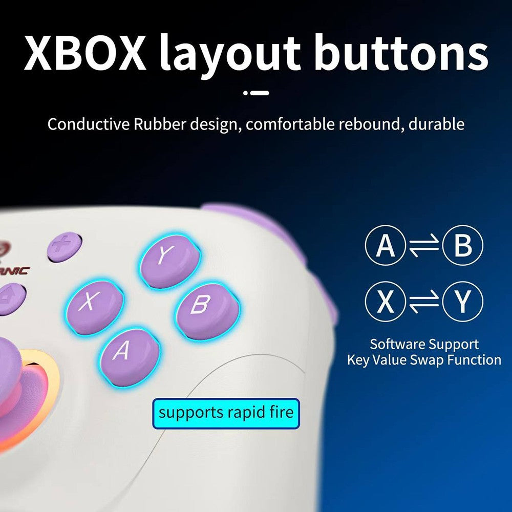 Mando para juegos ANBERNIC RG P01, gatillos y joystick con efecto Hall, giroscopio de seis ejes, conexión inalámbrica Bluetooth/2.4G/con cable, 9 horas de autonomía, compatible con PC, Switch, Android, iOS, Steam - Negro