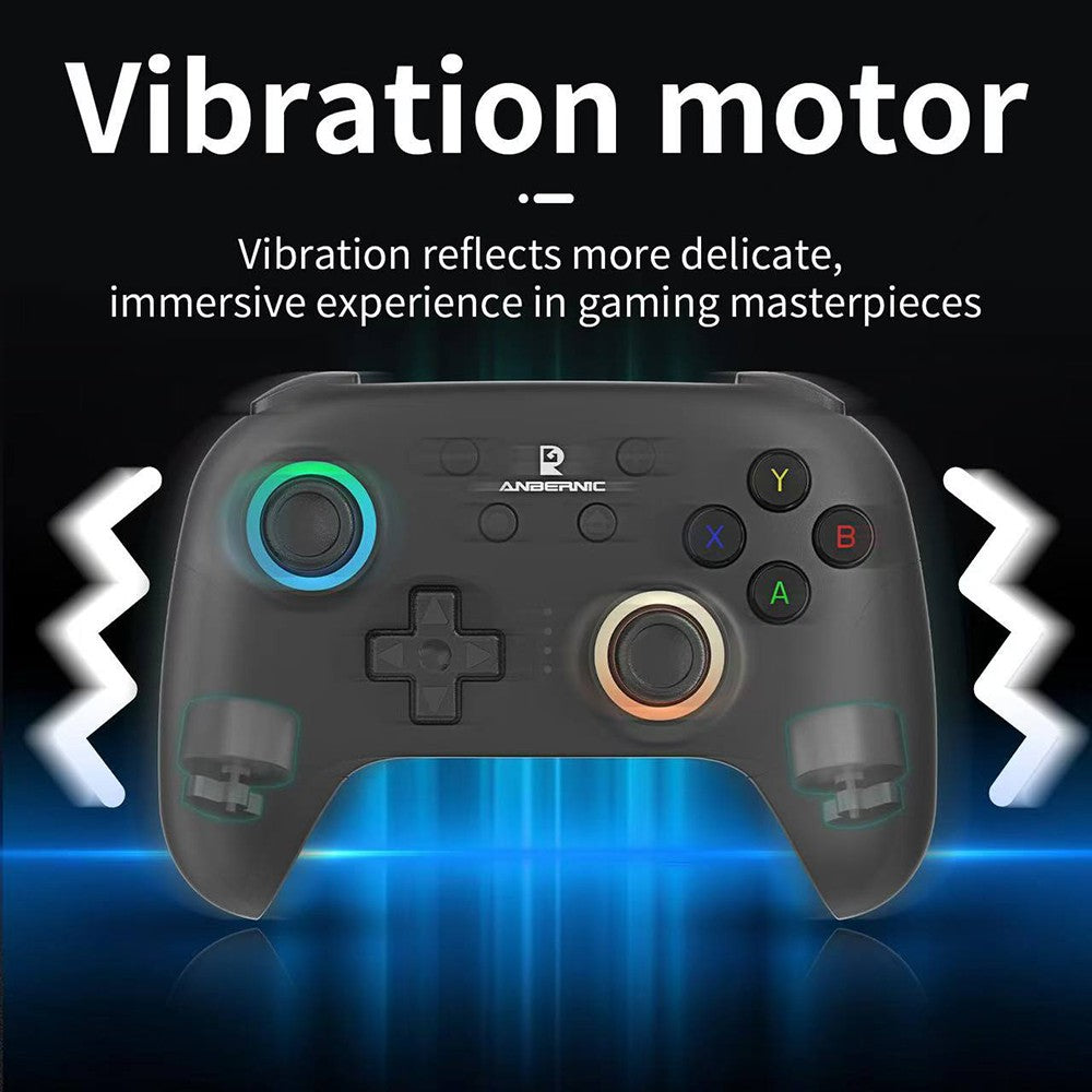 Mando para juegos ANBERNIC RG P01, gatillos y joystick con efecto Hall, giroscopio de seis ejes, conexión inalámbrica Bluetooth/2.4G/con cable, 9 horas de autonomía, compatible con PC, Switch, Android, iOS, Steam - Negro