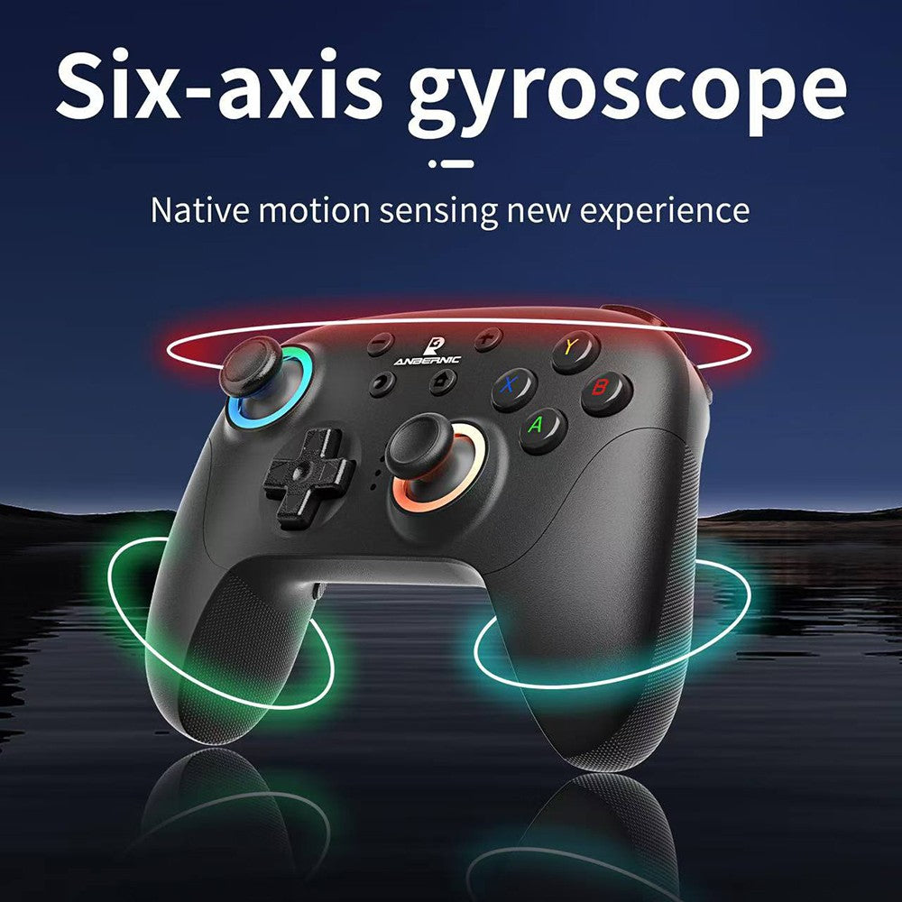 Mando para juegos ANBERNIC RG P01, gatillos y joystick con efecto Hall, giroscopio de seis ejes, conexión inalámbrica Bluetooth/2.4G/con cable, 9 horas de autonomía, compatible con PC, Switch, Android, iOS, Steam - Negro