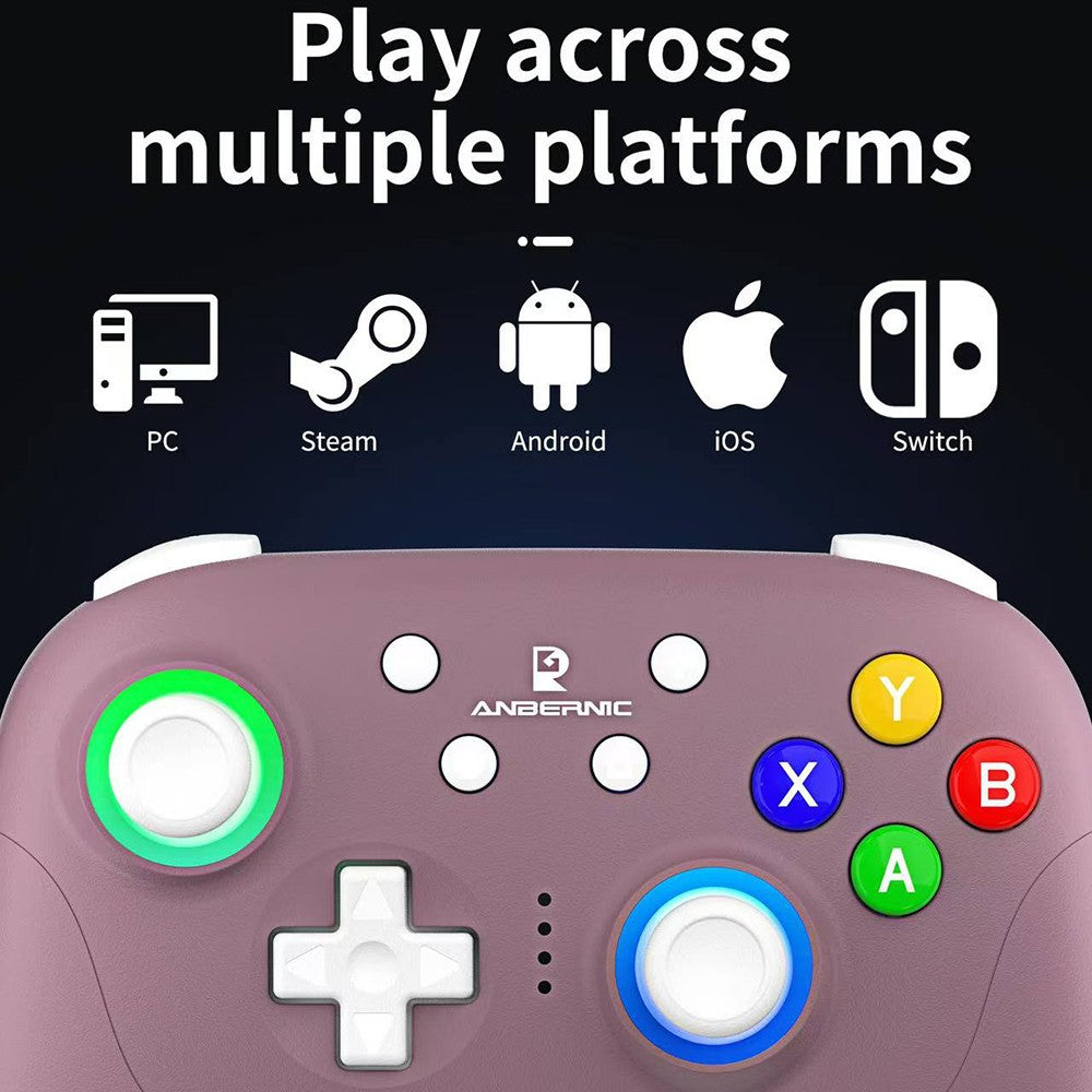 Mando para juegos ANBERNIC RG P01, gatillos y joystick con efecto Hall, giroscopio de seis ejes, conexión inalámbrica Bluetooth/2.4G/con cable, 9 horas de autonomía, compatible con PC, Switch, Android, iOS, Steam - Negro