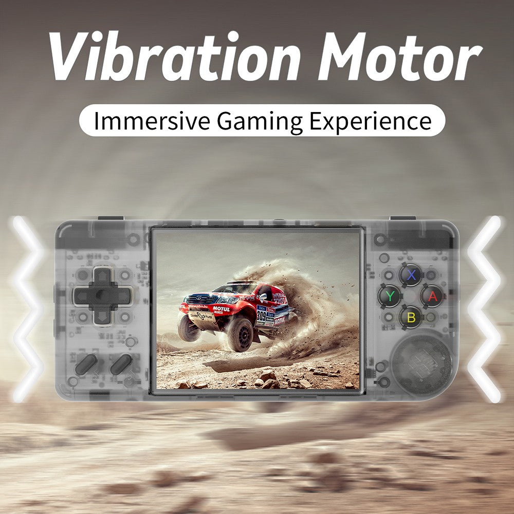 Consola de juegos ANBERNIC RG28XX, pantalla IPS de 2,83 pulgadas, tarjeta TF de 64 GB, más de 5000 juegos preinstalados, aplicaciones multimedia, 8 horas de tiempo de juego, salida HDMI - Negro transparente