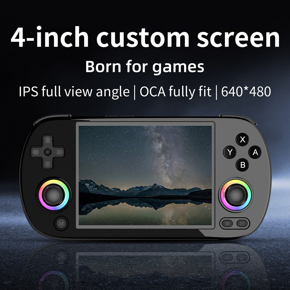 Consola de juegos retro ANBERNIC RG40XX H con luz RGB, tarjeta TF de 64 GB con más de 5000 juegos, LPDDR4 de 1 GB, pantalla IPS de 640*480P, batería de 3200 mAh para 6 horas de autonomía, sistema operativo Linux, Wifi 5G y Bluetooth, transmisión Moonlight - Negro