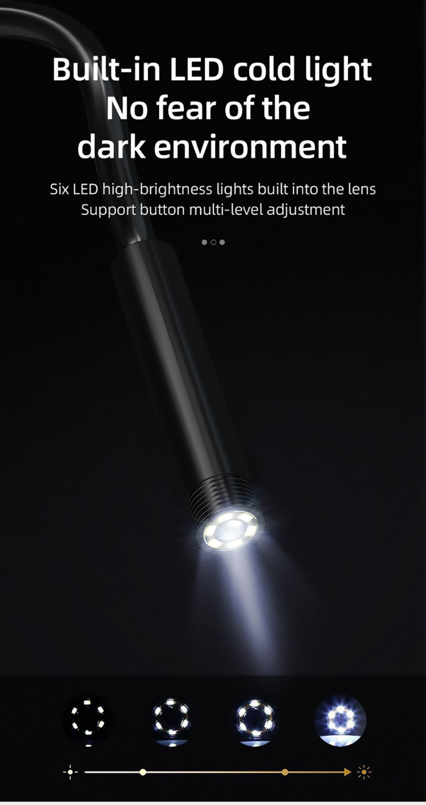 Endoscopio ANESOK 113B, pantalla IPS de 4,3 pulgadas, lente única, resolución 1080P, 6 luces LED ajustables, 3 horas de tiempo de funcionamiento, impermeable IP67, cable de 1 m - Naranja