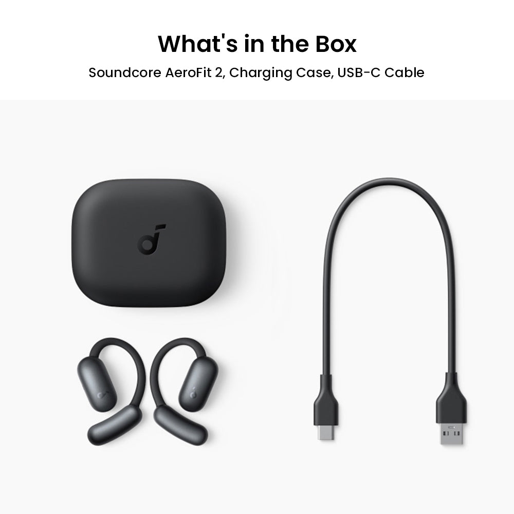 Anker Soundcore AeroFit 2 Open-Ear-Kopfhörer, kabellose Ohrhörer mit verstellbaren Ohrbügeln, Bluetooth 5.4, Hi-Res-Audio – Schwarz