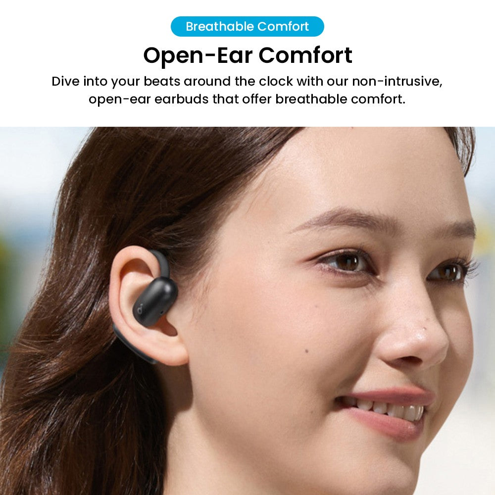 Anker Soundcore AeroFit 2 Open-Ear-Kopfhörer, kabellose Ohrhörer mit verstellbaren Ohrbügeln, Bluetooth 5.4, Hi-Res-Audio – Schwarz
