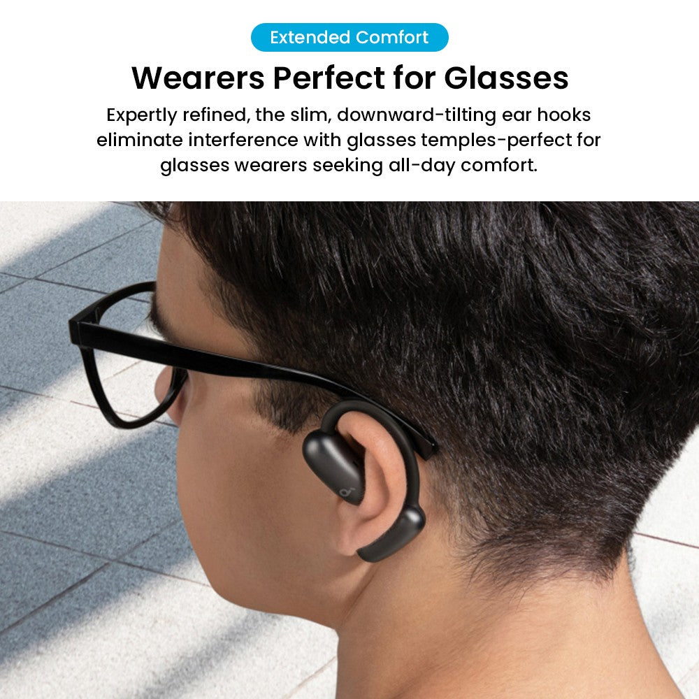 Anker Soundcore AeroFit 2 Open-Ear-Kopfhörer, kabellose Ohrhörer mit verstellbaren Ohrbügeln, Bluetooth 5.4, Hi-Res-Audio – Schwarz