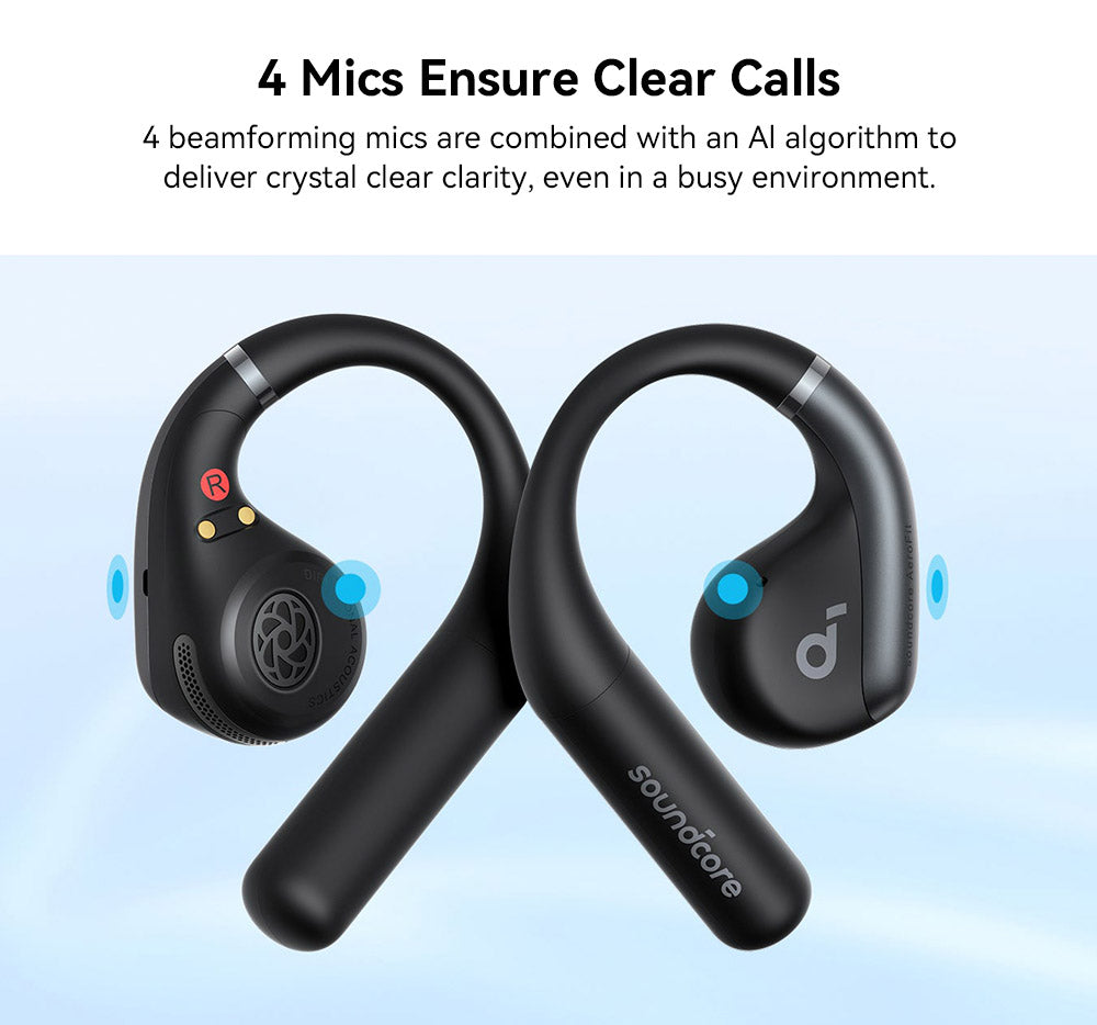Anker Soundcore AeroFit Open-Ear-Ohrhörer, ergonomischer Ohrbügel, wasserdicht (IPX7), App-Steuerung, bis zu 42 Stunden Akkulaufzeit – Blau
