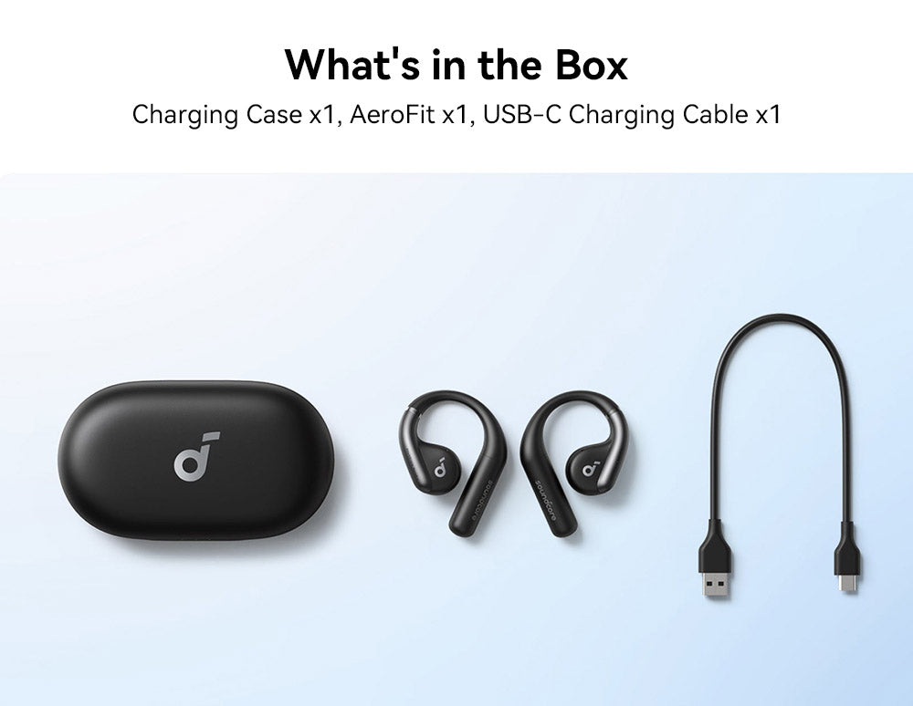 Anker Soundcore AeroFit Open-Ear-Ohrhörer, ergonomischer Ohrbügel, wasserdicht (IPX7), App-Steuerung, bis zu 42 Stunden Akkulaufzeit – Blau