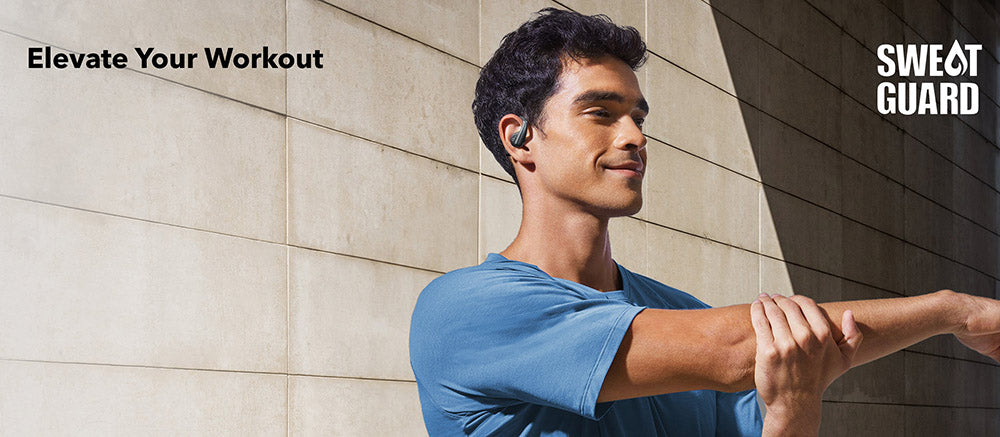 Anker Soundcore AeroFit Open-Ear-Ohrhörer, ergonomischer Ohrbügel, wasserdicht (IPX7), App-Steuerung, bis zu 42 Stunden Akkulaufzeit – Blau