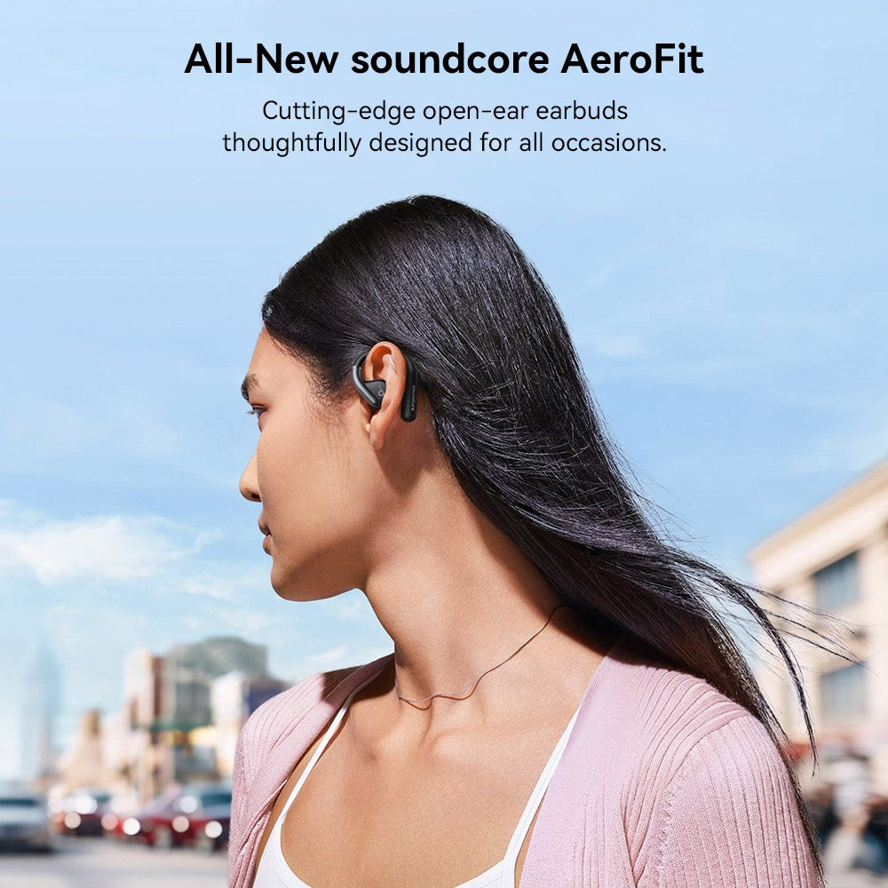 Anker Soundcore AeroFit Open-Ear-Ohrhörer, ergonomischer Ohrbügel, wasserdicht (IPX7), App-Steuerung, bis zu 42 Stunden Akkulaufzeit – Blau