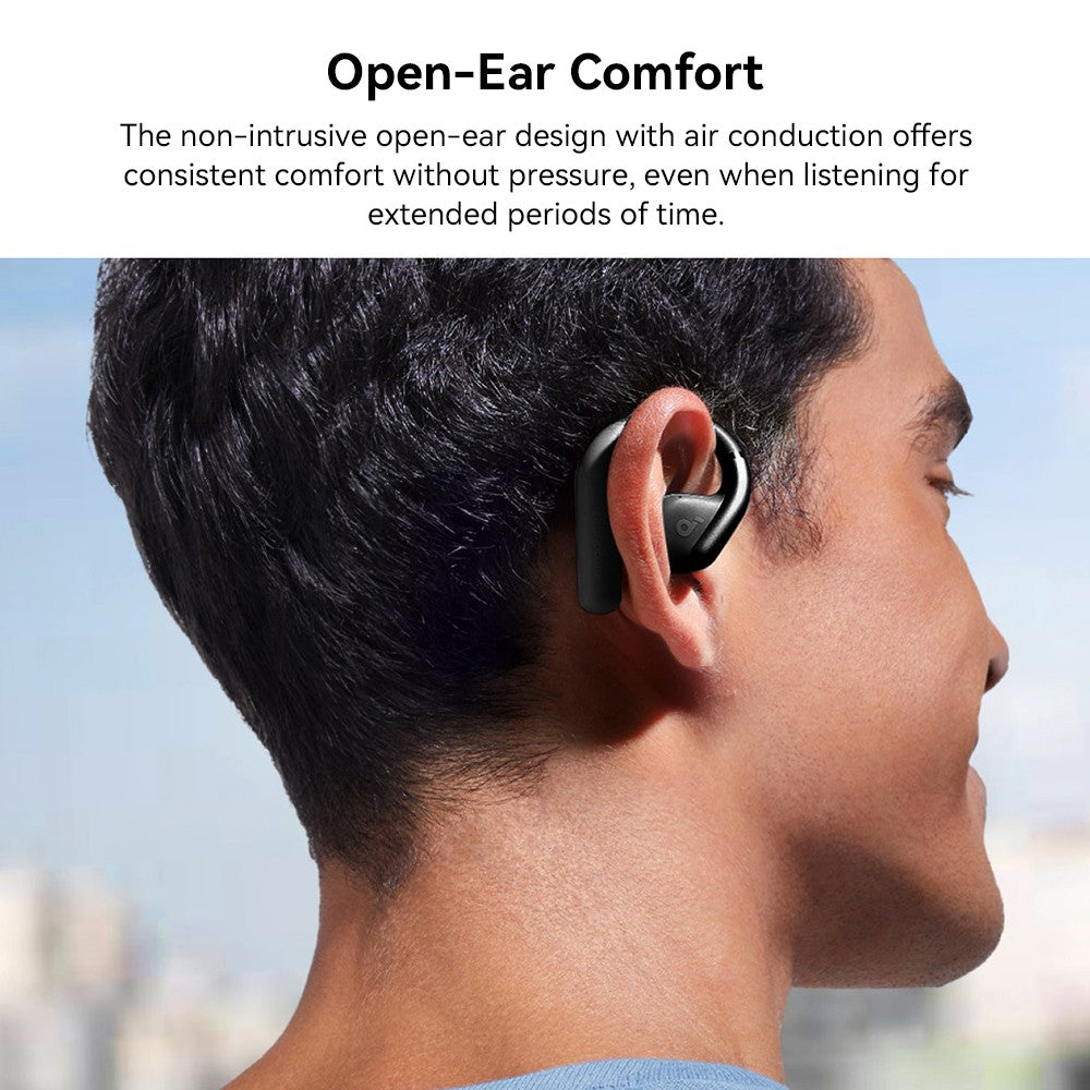 Anker Soundcore AeroFit Open-Ear-Ohrhörer, ergonomischer Ohrbügel, wasserdicht (IPX7), App-Steuerung, bis zu 42 Stunden Akkulaufzeit – Blau