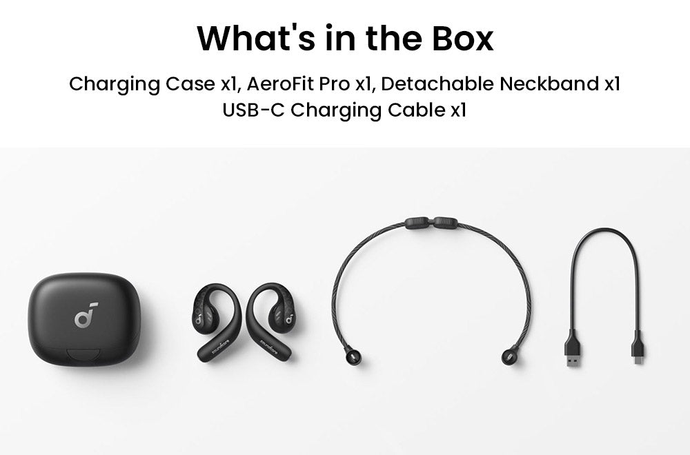 Anker Soundcore AeroFit Pro Ohrhörer mit offenem Ohr, Bluetooth 5.3, bis zu 46 Stunden Akkulaufzeit – Schwarz