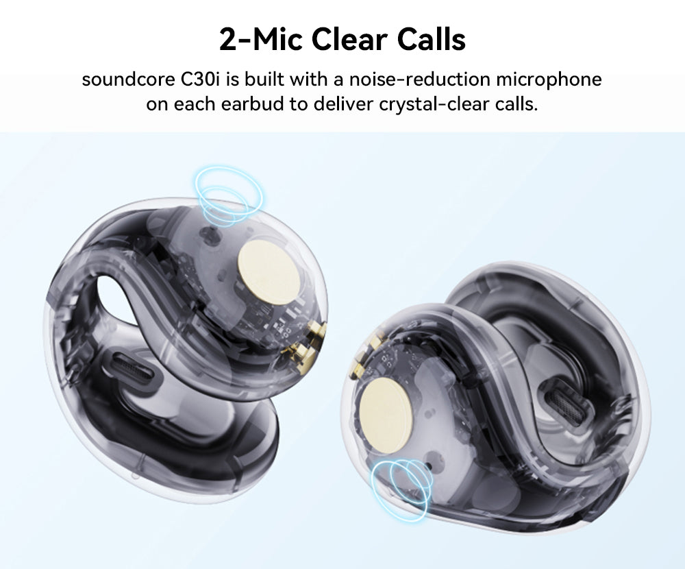 Anker Soundcore C30i Ohrhörer mit Clip-On-Funktion, Bluetooth 5.3, IPX4 wasserabweisend, bis zu 30 Stunden Akkulaufzeit – Weiß