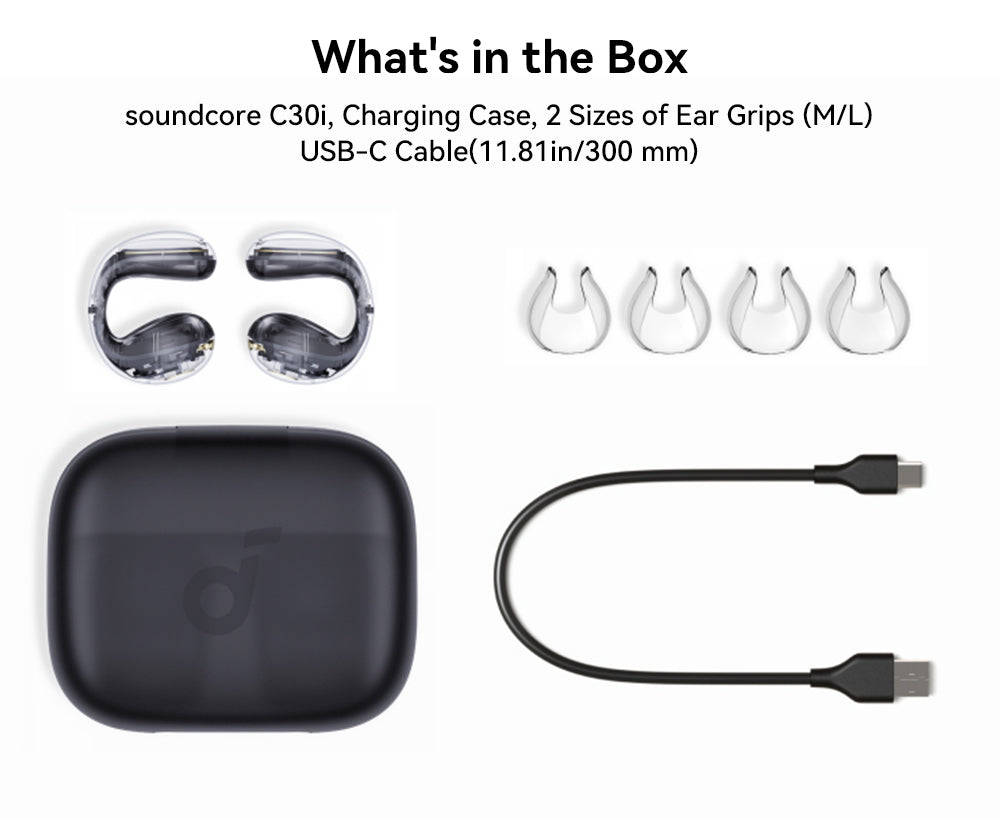 Anker Soundcore C30i Ohrhörer mit Clip-On-Funktion, Bluetooth 5.3, IPX4 wasserabweisend, bis zu 30 Stunden Akkulaufzeit – Weiß