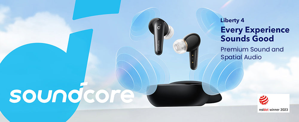 Anker Soundcore Liberty 4 True Wireless ANC-Ohrhörer, Hi-Res Wireless Audio, Spatial Audio mit zwei Modi, Herzfrequenzsensor – Schwarz