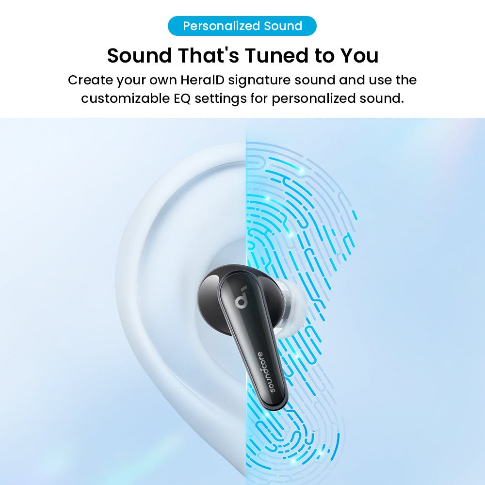 Anker Soundcore Liberty 4 True Wireless ANC-Ohrhörer, Hi-Res Wireless Audio, Spatial Audio mit zwei Modi, Herzfrequenzsensor – Schwarz