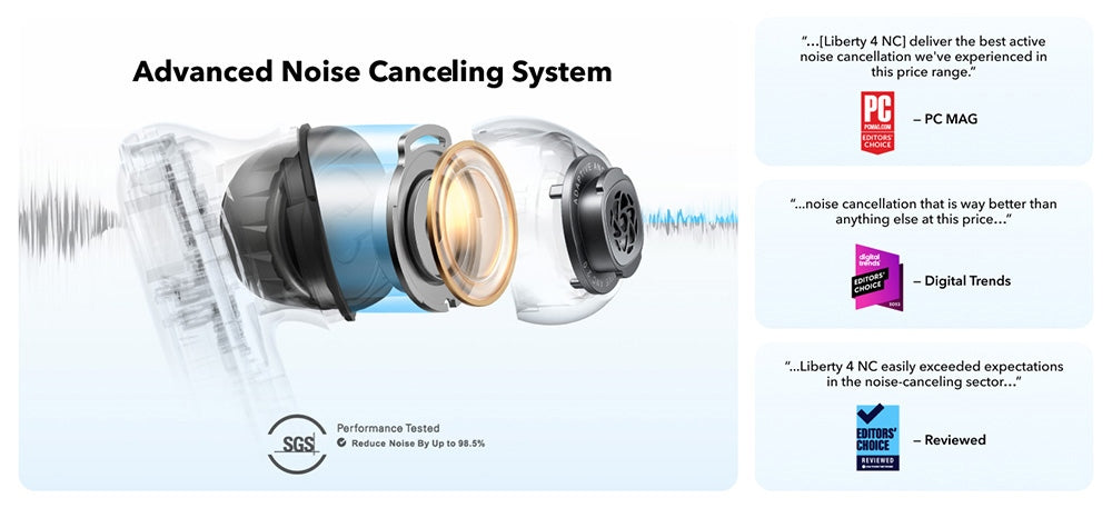 Soundcore Liberty 4 NC Ohrhörer (Wireless Wireless Stereo), adaptive Geräuschunterdrückung 2.0, Bluetooth 5.3, IPX4 wasserdicht, Schnellladefunktion – Weiß
