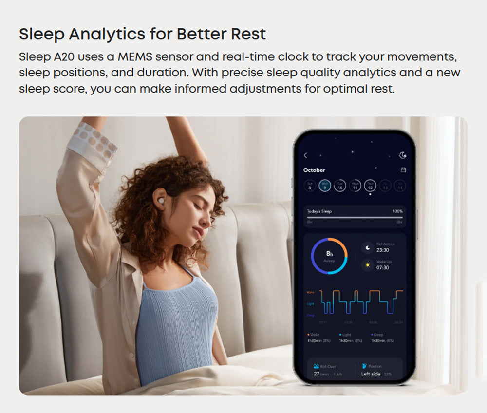 Anker Soundcore Sleep A20 Ohrhörer, geräuschunterdrückende Schlaf-Ohrhörer, bis zu 80 Stunden Wiedergabezeit