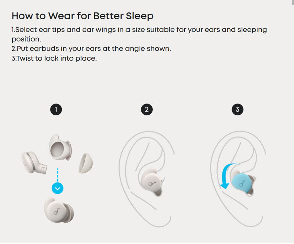Anker Soundcore Sleep A20 Ohrhörer, geräuschunterdrückende Schlaf-Ohrhörer, bis zu 80 Stunden Wiedergabezeit