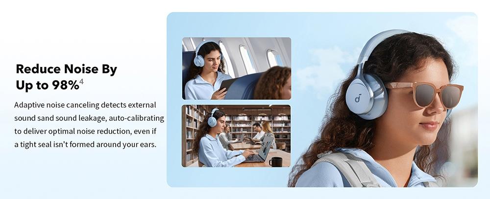 Anker Soundcore Space One Kopfhörer, Aktive Geräuschunterdrückung, App-Steuerung, 40 Stunden Akkulaufzeit mit ANC, Bluetooth 5.3 – Schwarz