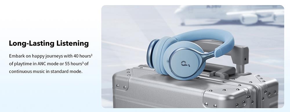 Anker Soundcore Space One Kopfhörer, Aktive Geräuschunterdrückung, App-Steuerung, 40 Stunden Akkulaufzeit mit ANC, Bluetooth 5.3 – Schwarz